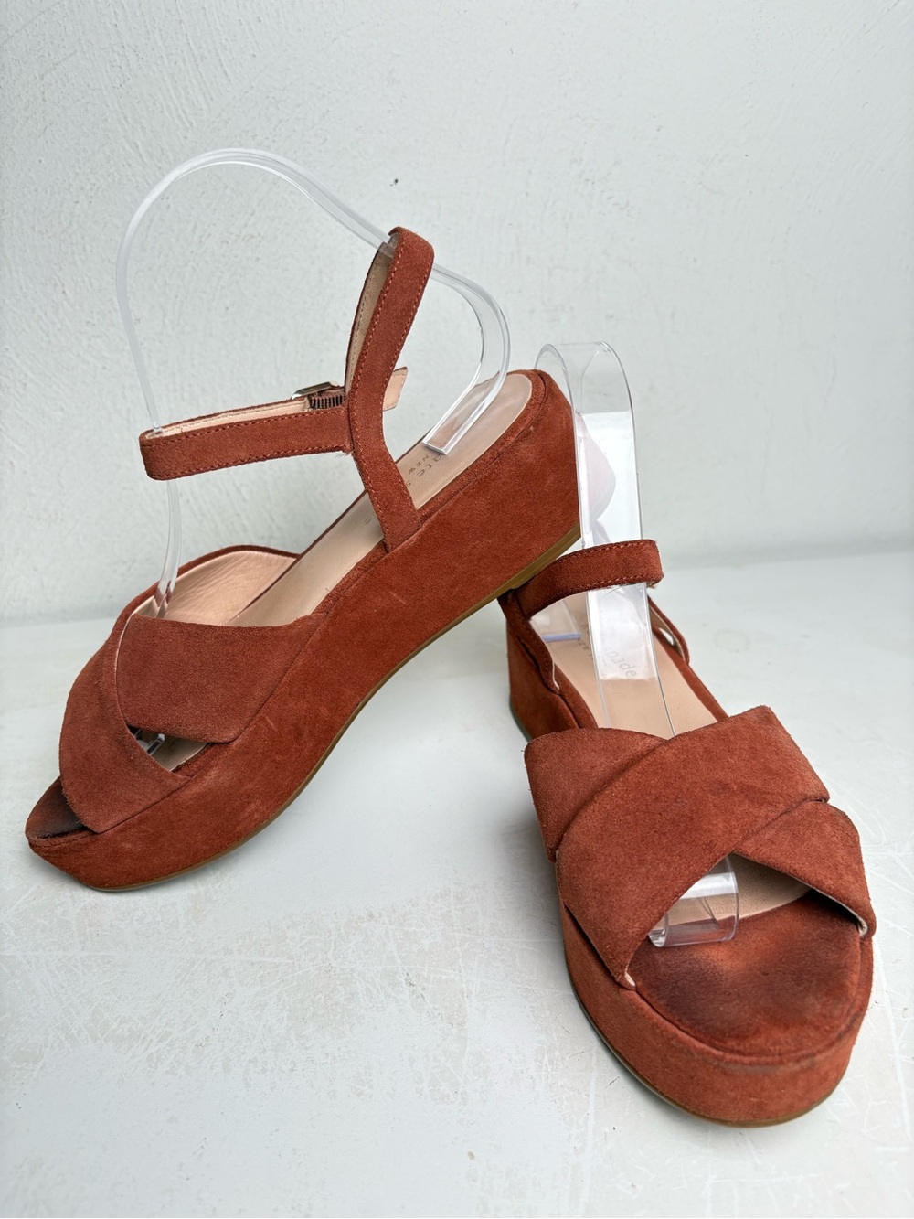 Kate Spade Bunton Suede Flatform Sandals Brown / Dark Tawny 7.5 - Picture 13 of 16